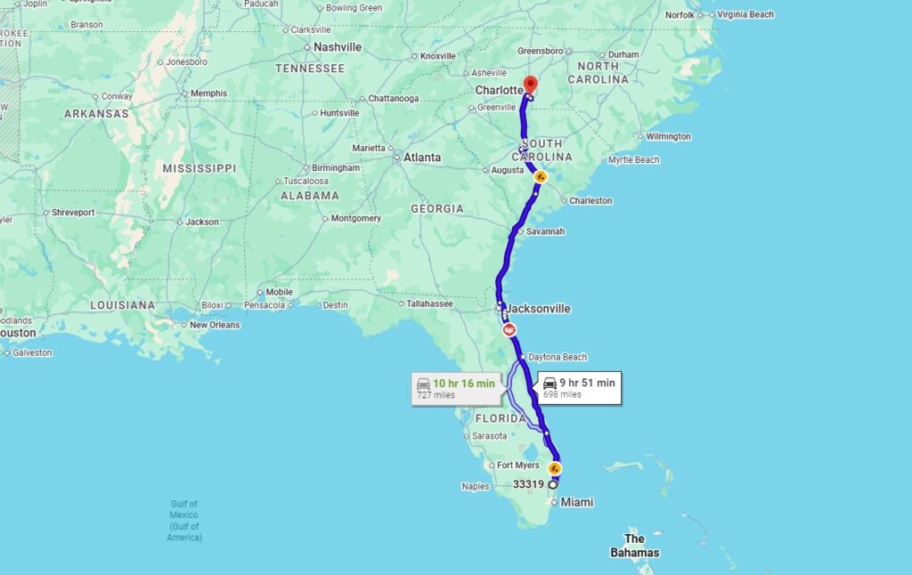Lauderhill, FL, 33319 to Charlotte, NC, 28277