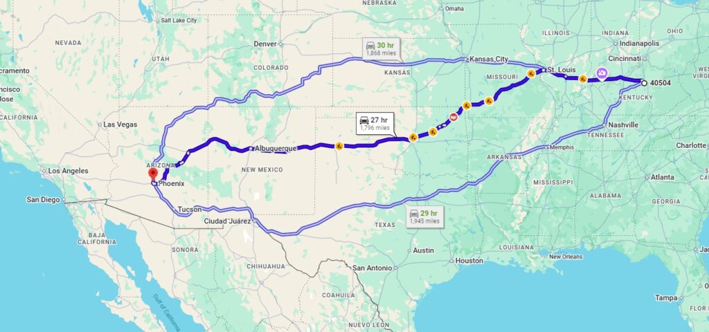 Lexington, KY, 40504 to Phoenix, AZ, 85019