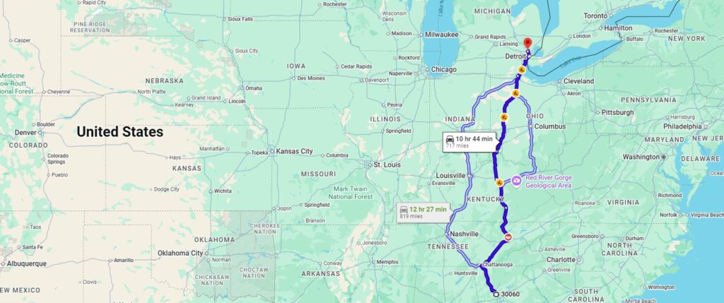 Marietta, GA, 30060 to Royal Oak, MI, 48067