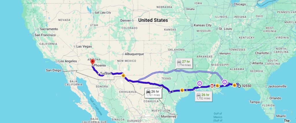 Miramar Beach, FL, 32550 to Guadalupe, AZ, 85283