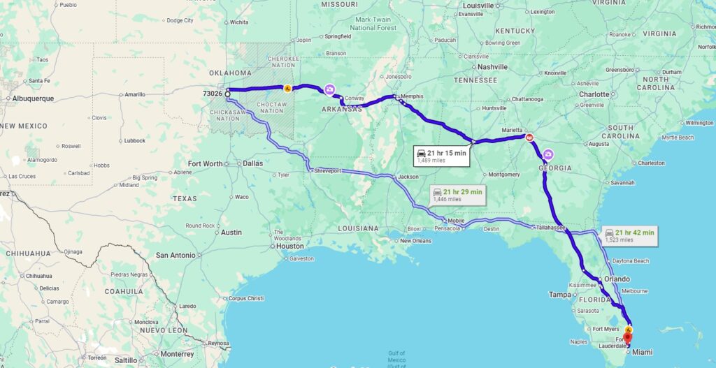Norman, OK, 73026 to Pembroke Pines, FL, 33023