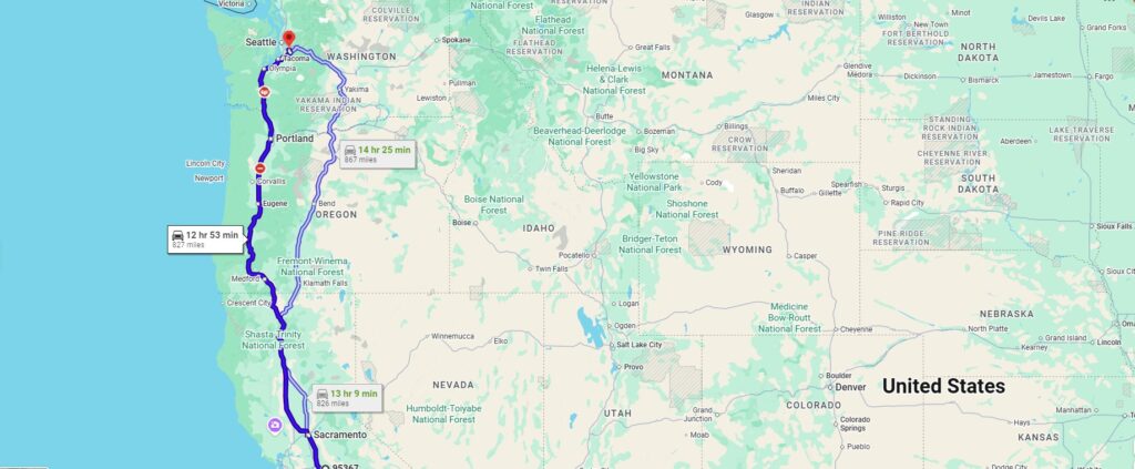 Riverbank, CA, 95367 to Renton, WA, 98058