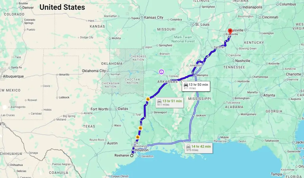 Rosharon, TX, 77583 to Rockport, IN, 47635
