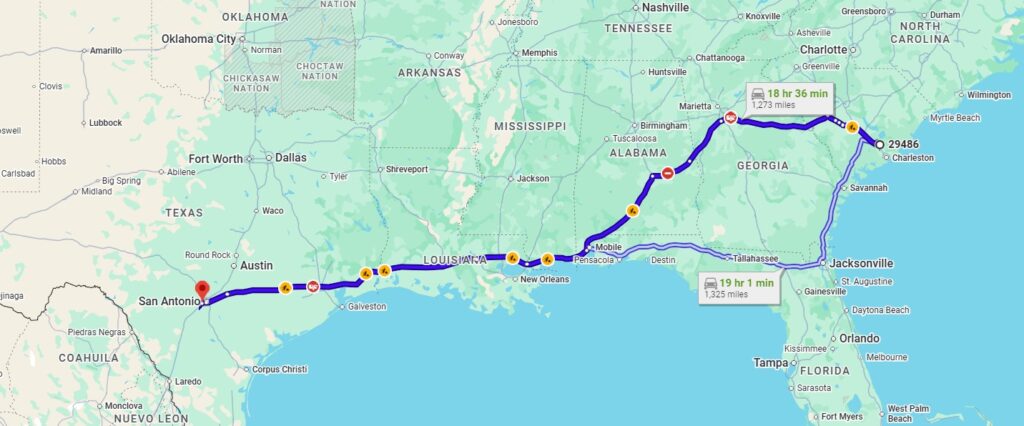 Summerville, SC, 29486 to San Antonio, TX, 78236