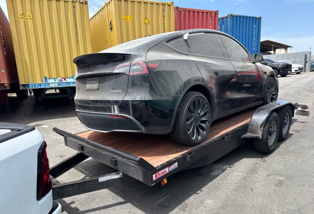 2024 Tesla Model Y on trailer