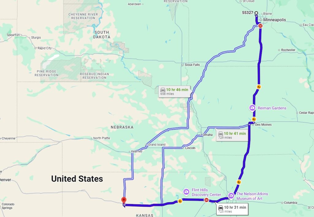 Dayton, MN, 55327 to Hays, KS, 67601