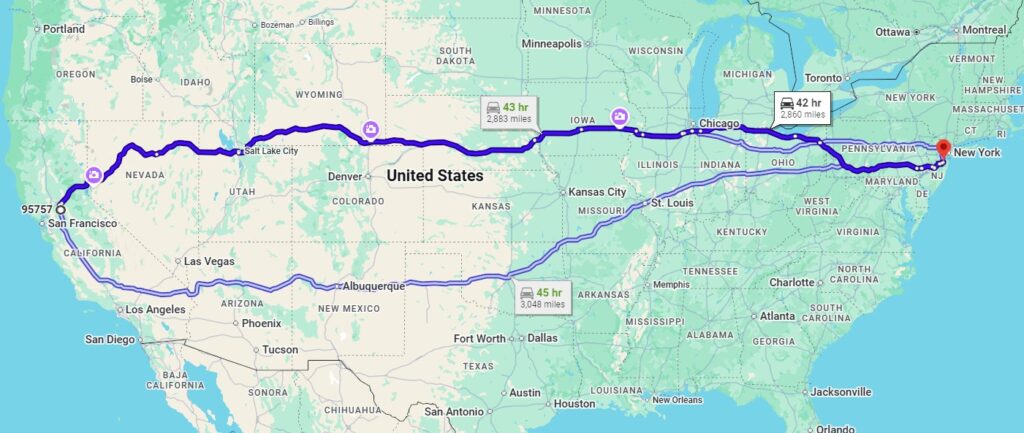 Elk Grove, CA, 95757 to Marlboro, NJ, 07746