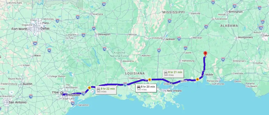 Houston, TX, 77041 to Leroy, AL, 36548