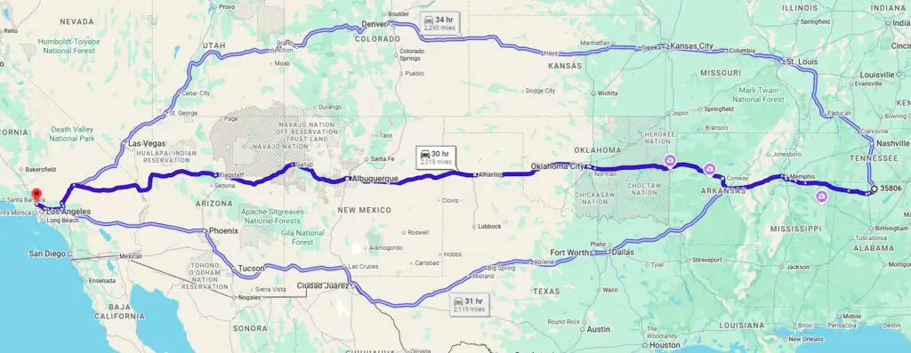 Huntsville, AL, 35806 to San Fernando, CA, 91340