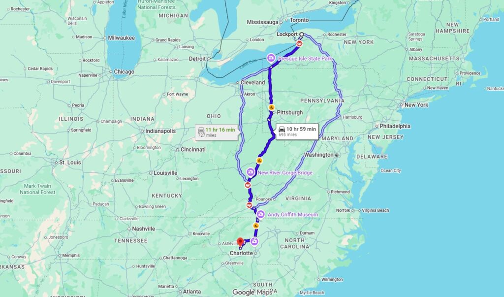 Lockport, NY, 14094 to Lawndale, NC, 28090