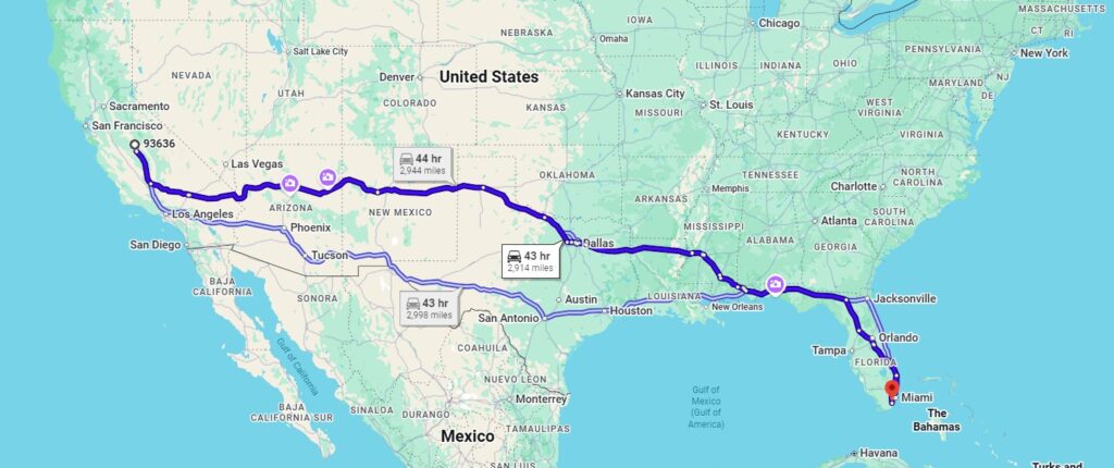 Madera, CA, 93636 to Homestead, FL, 33032