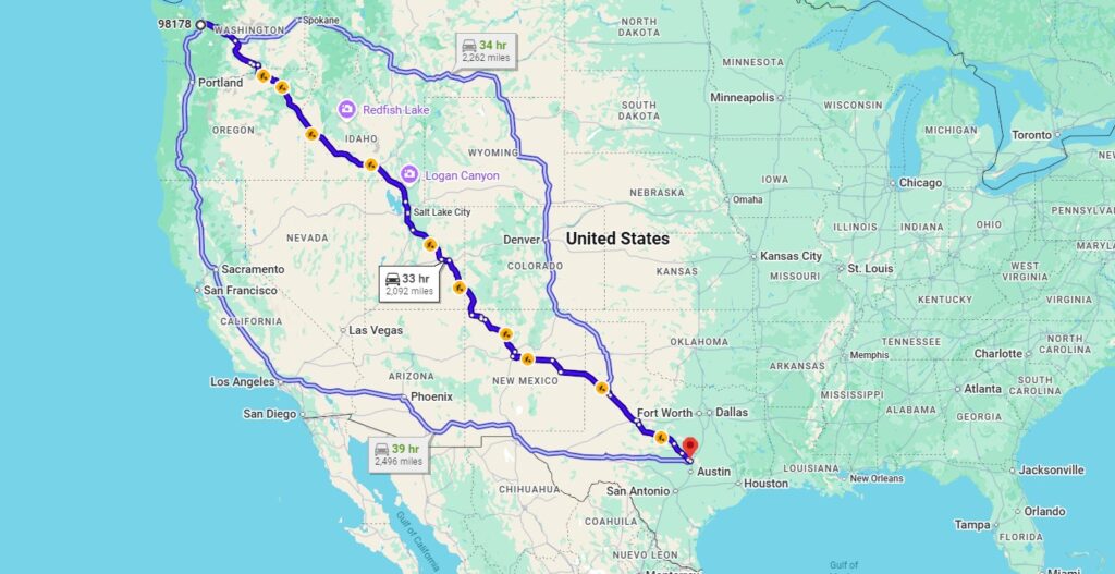 Seattle, WA, 98178 to Georgetown, TX, 78633