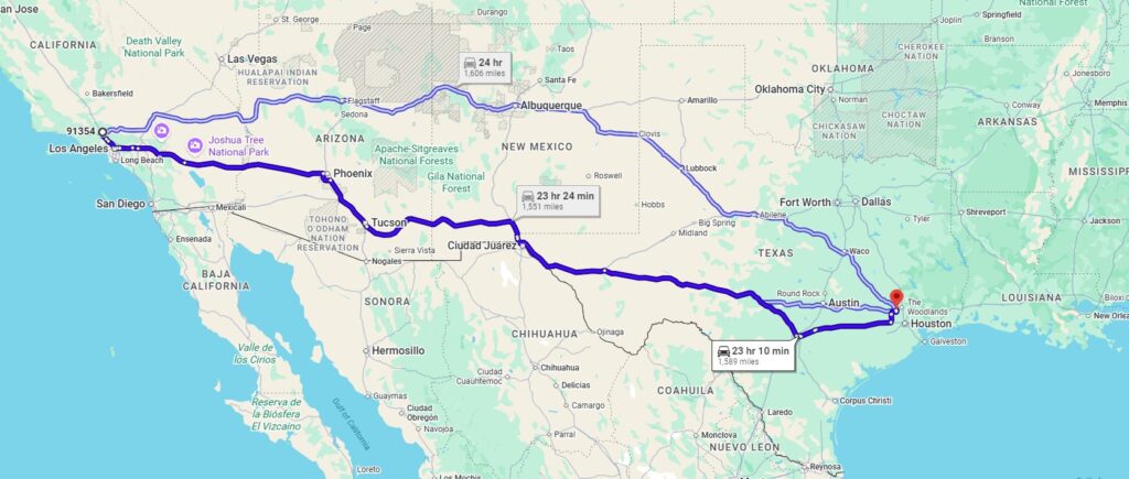 Valencia, CA, 91354 to Tomball, TX, 77377