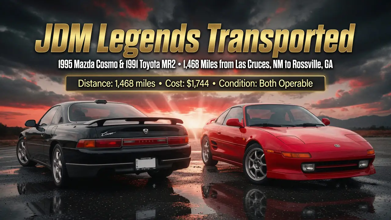 Shipping a 1995 Mazda Cosmo and a 1991 Toyota MR2 from New Mexico to Georgia