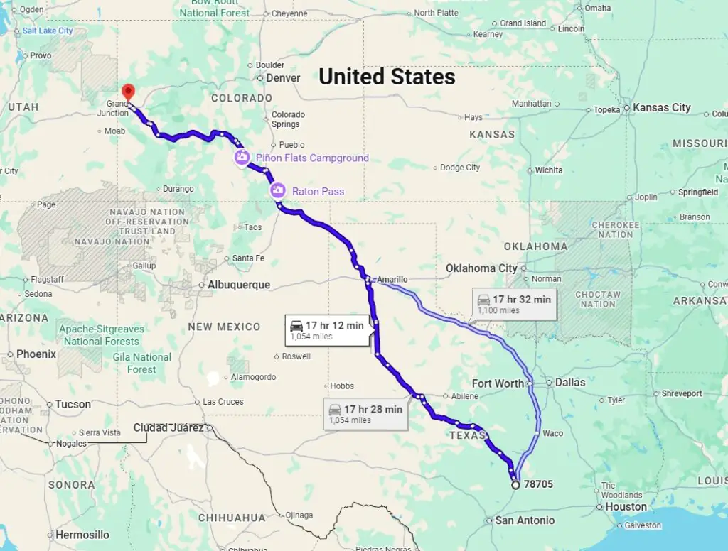 Austin, TX, 78705 to Fruita, CO, 81521