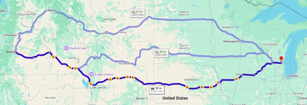 Bend, OR, 97701 to Sussex, WI, 53089