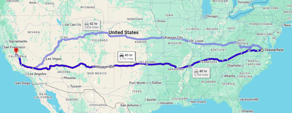 Chesterfield, VA, 23832 to Fresno, CA, 93723