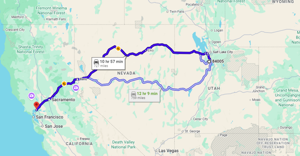 Eagle Mountain, UT, 84005 to Vallejo, CA, 94590