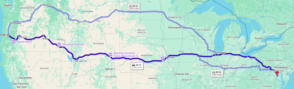 Eugene, OR, 97401 to Arlington, VA, 22206