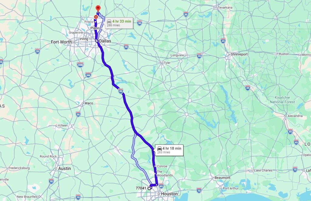 Houston, TX, 77041 to Celina, TX, 75009