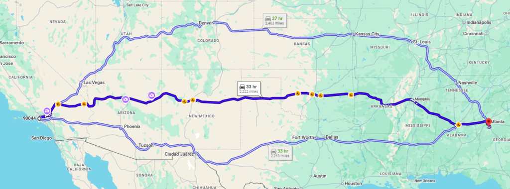 Los Angeles, CA, 90044 to Hampton, GA, 30228