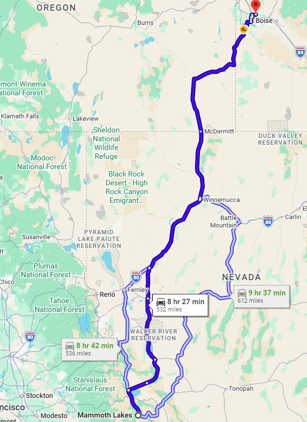 Mammoth Lakes, CA, 93546 to Middleton, ID, 83644