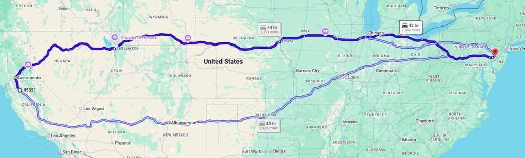 Modesto, CA, 95351 to Wyncote, PA, 19095