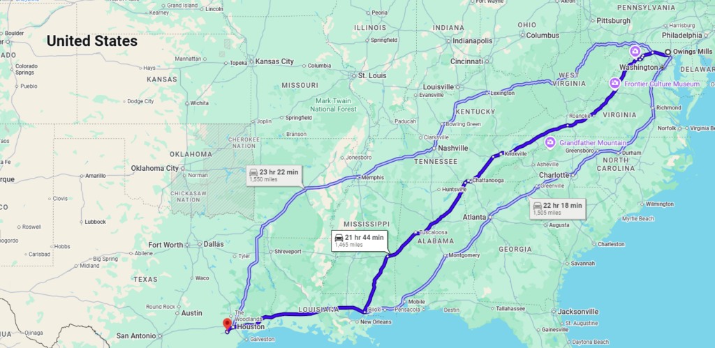 Owings Mills, MD, 21117 to Sugar Land, TX, 77479