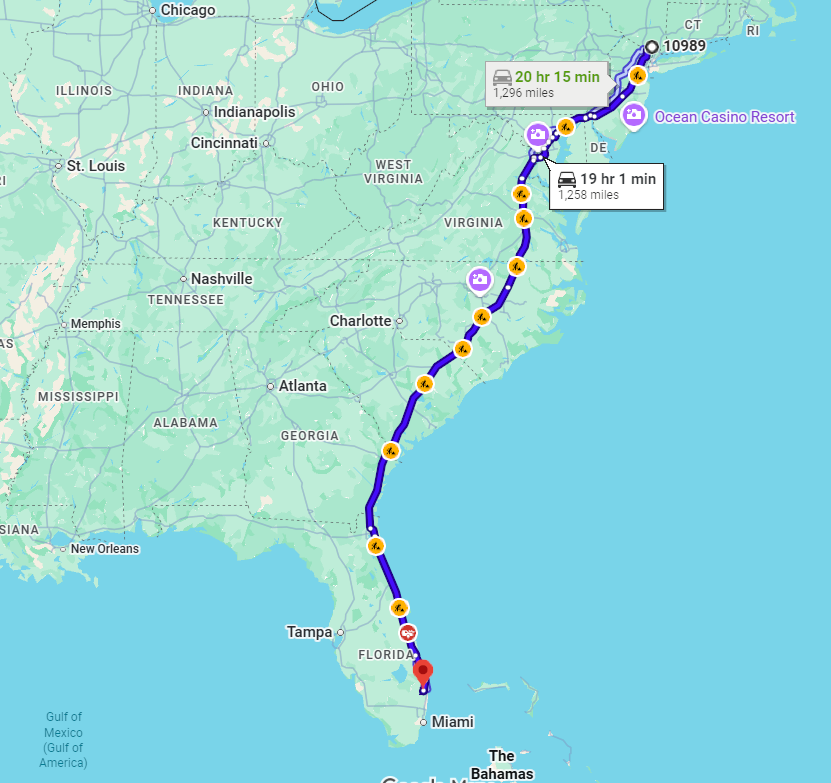 Valley Cottage, NY, 10989 to Boynton Beach, FL, 33472