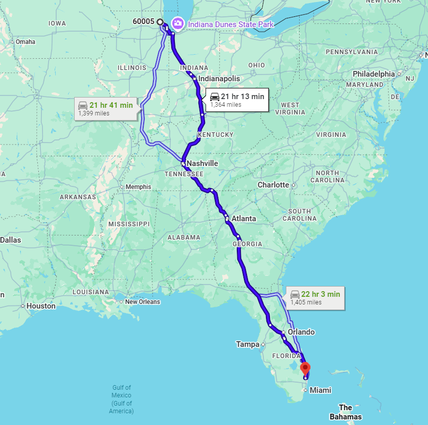 Arlington Heights, IL, 60005 to Boca Raton, FL, 33428