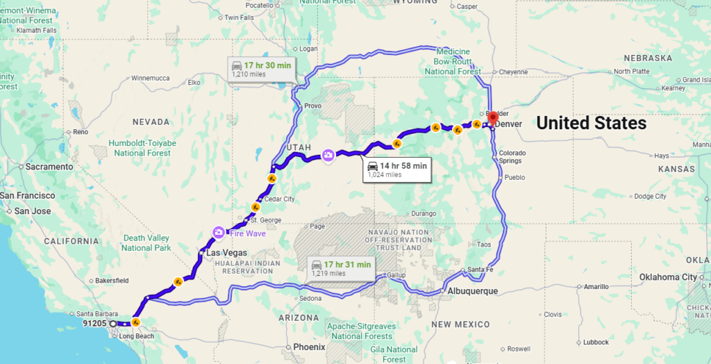 Glendale, CA, 91205 to Greenwood Village, CO, 80111