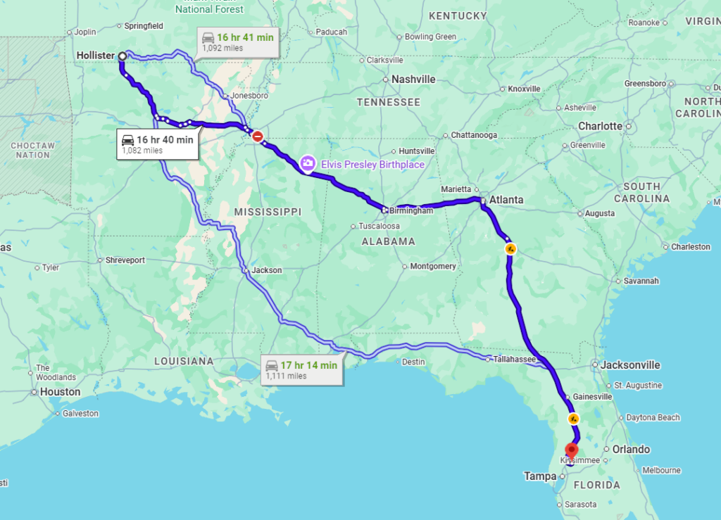 Hollister, MO, 65672 to Zephyrhills, FL, 33541