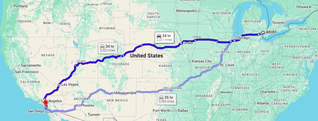 Troy, MI, 48083 to Vista, CA, 92081