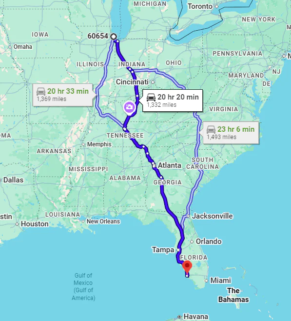 Chicago, IL, 60654 to Naples, FL, 34112