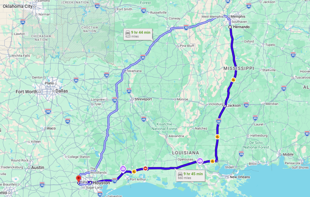 Hernando, MS, 38632 to Katy, TX, 77494