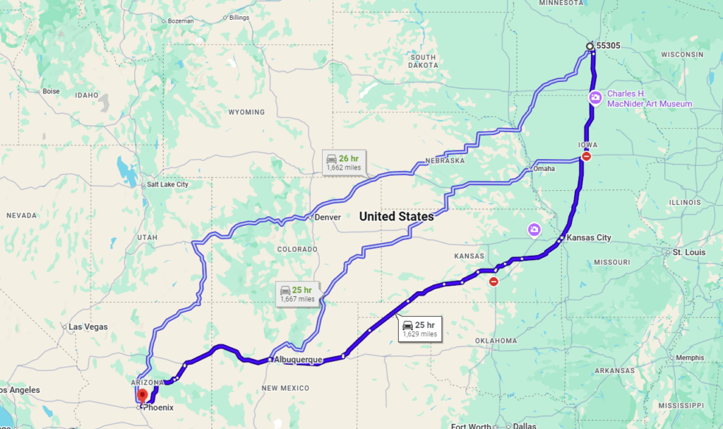 Minnetonka, MN, 55305 to Scottsdale, AZ, 85251
