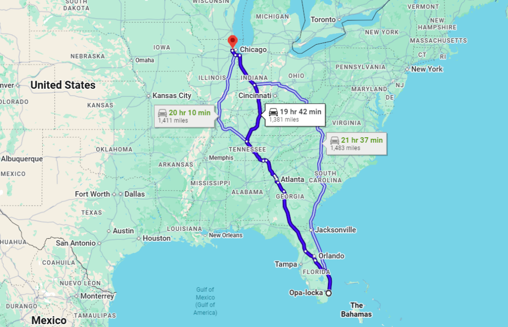 Opa Locka, FL, 33054 to Westchester, IL, 60154