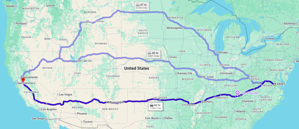 Richmond, VA, 23227 to Ripon, CA, 95366