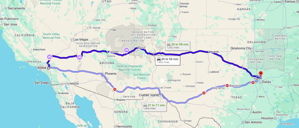 Riverside, CA, 92504 to Frisco, TX, 75035