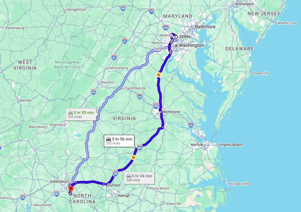 Silver Spring, MD, 20906 to Randleman, NC, 27317