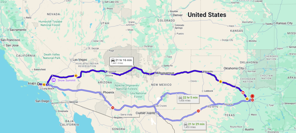 Van Nuys, CA, 91401 to Dallas, TX, 75219