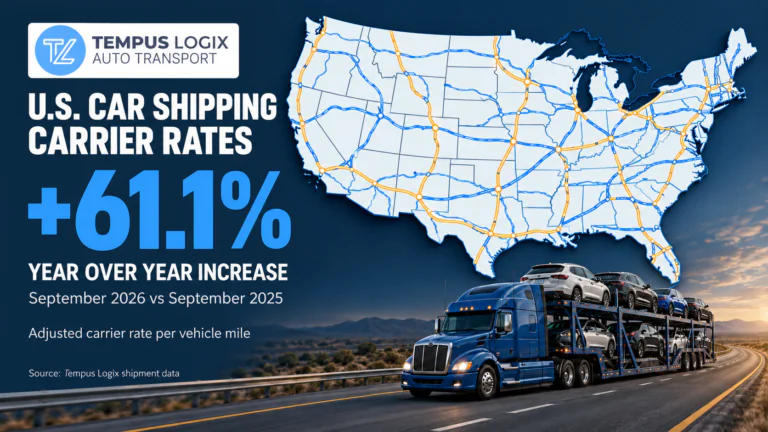 Car shipping average cost increase per mile in USA